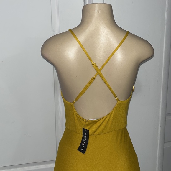 NWT FASHION NOVA Sexy Mustard Maxi Bodycon Dress - Picture 7 of 9